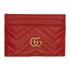 Gucci Gg Marmont Quilted Leather Cardholder In 6433 Red