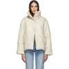 Nanushka Beige Vegan Leather Hide Puffer Jacket In Ivory