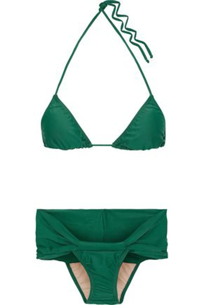 Adriana Degreas Ruched Triangle Bikini In Emerald