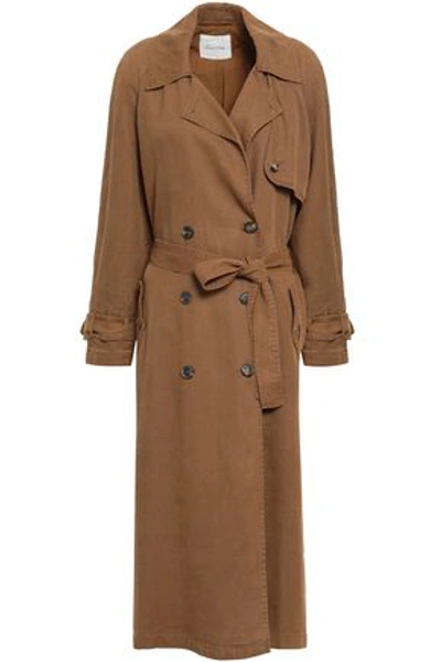 American Vintage Double-breasted Twill Trench Coat In Light Brown
