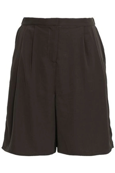 American Vintage Matiford Pleated Crepe Shorts In Charcoal