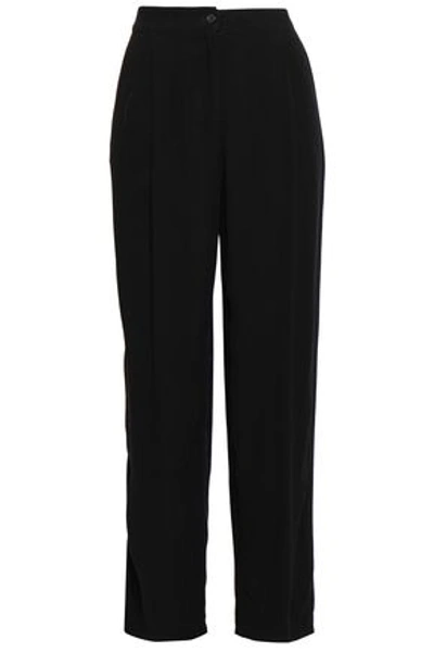 American Vintage Holiester Pleated Crepe Straight-leg Trousers In Black