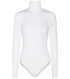 Wolford Colorado Turtleneck Jersey Thong Bodysuit In White
