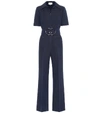 Gucci Belted Wool And Silk-blend Cady Jumpsuit In Blue