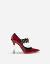 DOLCE & GABBANA PATENT LEATHER MARY JANES WITH BEJEWELED STRAP