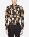 DOLCE & GABBANA COTTON MARTINI-FIT SHIRT WITH SACRED HEART PRINT