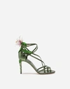 DOLCE & GABBANA MORDORE NAPPA SANDALS WITH LILY EMBROIDERY