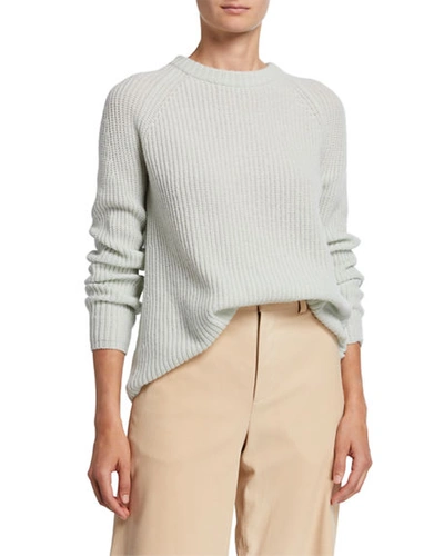 Vince Shaker Rib Cashmere Sweater In Green