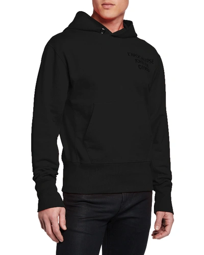 Helmut Lang Men's Logo Hack Cotton Pullover Hoodie In Black Basalt