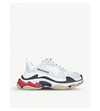 Balenciaga Triple S Logo Embroidered Sneakers In White