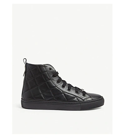Claudie Pierlot Leather Quilted High-top Trainers In Black