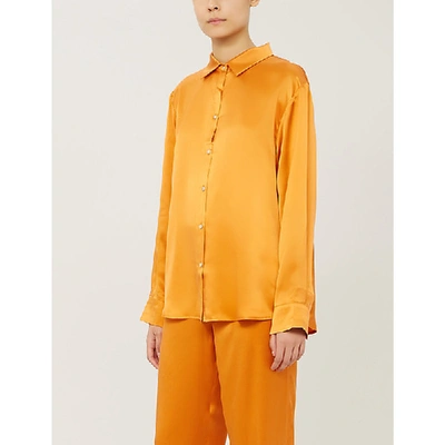 Asceno Button-up Silk-satin Pyjama Top In Sunset