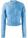 ACNE STUDIOS ACNE STUDIOS FRAYED CABLE KNIT SWEATER - 蓝色