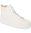 Christian Louboutin Louis Spike-embellished Leather High-top Trainers In White/white