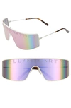Stella Mccartney Shield D-frame Stud-embellished Bio-acetate Mirrored Sunglasses In Purple