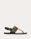 Valentino Garavani Vlogo Flat Leather Thong Sandals In Black