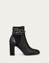 Valentino Rockstud Buckle-wrap Ankle Booties In Black