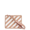 OFF-WHITE Almond striped leather pouch