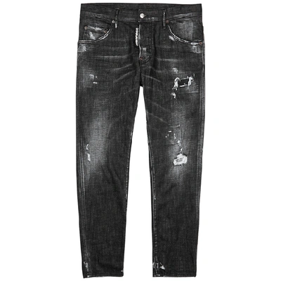 Dsquared2 Dark Grey Distressed Slim-leg Jeans