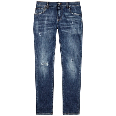 Dolce & Gabbana Blue Distressed Skinny Jeans