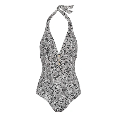 Heidi Klein Mozambique One-piece Snake-print Button Front Bodysuit