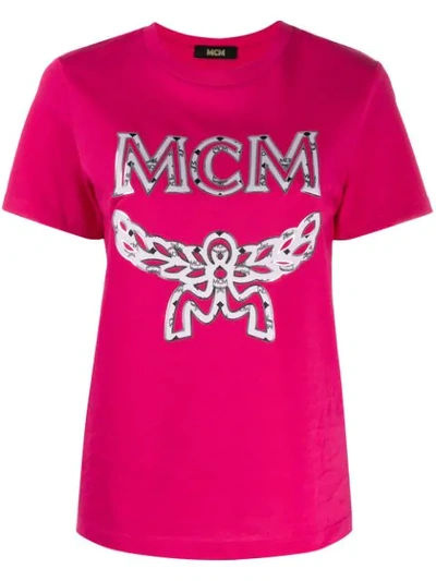 Mcm Women's Classic Logo T-shirt In Qs00s Sugar Pink