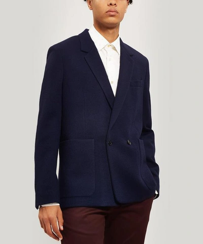 Paul Smith Wool-blend Double-breasted Blazer In Navy