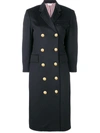 THOM BROWNE DOUBLE-BREASTED MID-LENGTH OVERCOAT