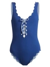 MARYSIA Palm Springs One-Piece Textured Lace-Up Maillot