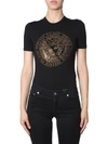 VERSACE CRYSTAL T-SHIRT WITH MEDUSA LOGO,10978865