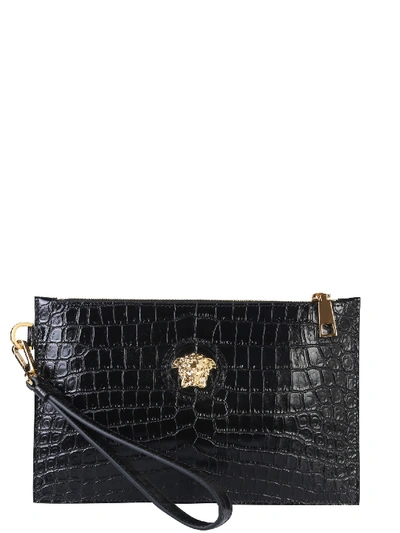 Versace Leather Pouch In Black
