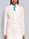 THOM BROWNE THOM BROWNE STRIPED SLEEVE BOUCLÉ KNIT CARDIGAN,FKC268A0431913558860