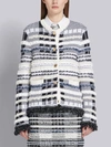 THOM BROWNE THOM BROWNE NAVY TWEED CREW NECK SACK JACKET,FKC278A0569613559099