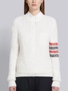 THOM BROWNE THOM BROWNE 4-BAR OPEN STITCH WHITE PULLOVER,FKA225B0431913558790