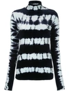 Proenza Schouler Tie-dye Velvet Jersey Turtleneck Tee In Blue