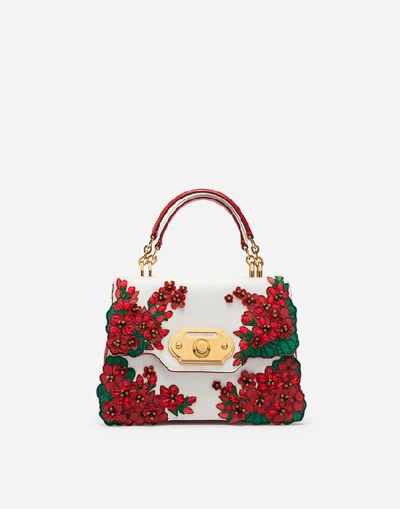 Dolce & Gabbana Medium Calfskin Welcome Bag With Portofino Embroidery In Floral Print
