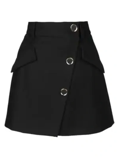 Maje Jana Asymmetric Button A-line Mini Skirt In Black