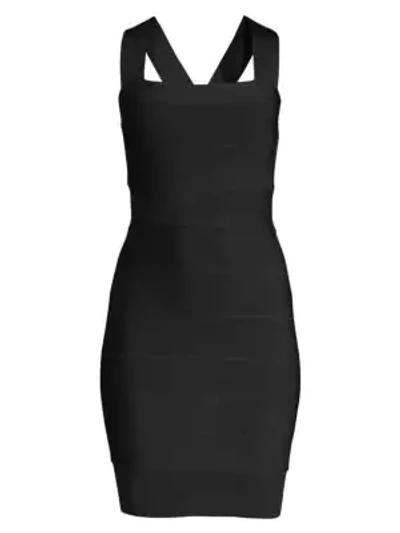 Herve Leger Stretch Nylon Knit Bandage Mini Dress In Black
