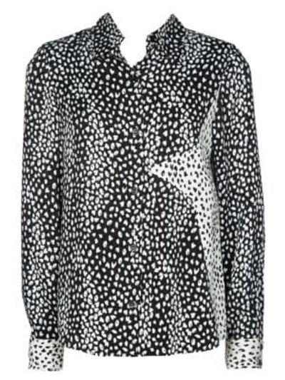 Maje Cilia Leopard Star-embroidered Chiffon Blouse In Black