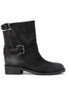 VIA ROMA 15 BLACK LEATHER BIKER BOOTS WITH BUCKLES,10979260