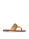 TORY BURCH TAN LEATHER PATOS COIN SANDALS,10979221