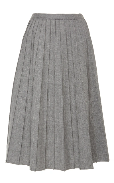 Michael Kors Pleated Wool-stretch Skirt In Grey