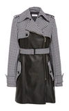 MICHAEL KORS CROPPED DOGTOOTH-PRINT LEATHER TRENCH COAT,761463