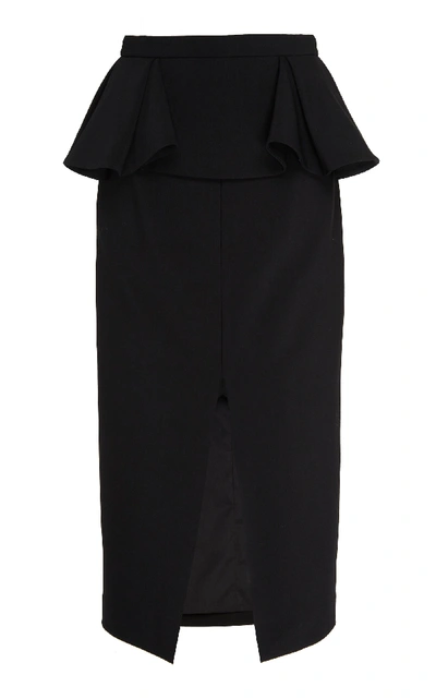 Michael Kors Wool-stretch Peplum Pencil Skirt In Black