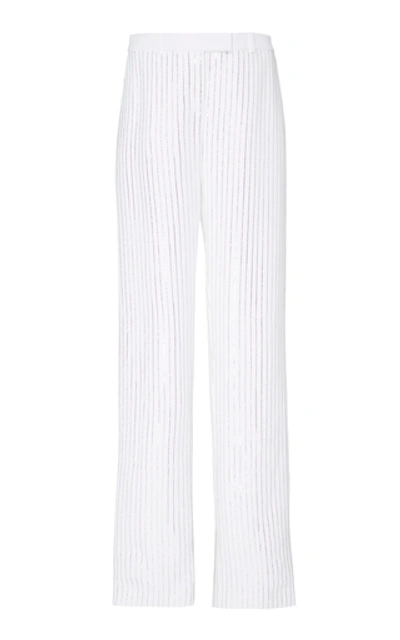 Michael Kors Crystal-embellished Crepe Wide-leg Pants In White