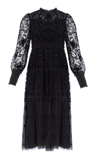 Needle & Thread Whitethorn Embroidered Ballerina Dress In Black