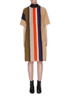 AKIRA NAKA Tie neck colourblock stripe knit dress