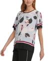 DKNY FLORAL-PRINT TOP