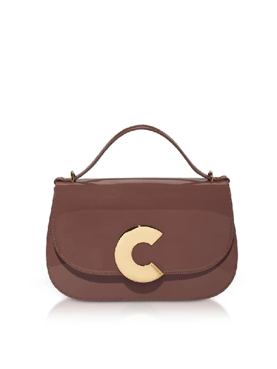 Coccinelle Craquante Patent Maxi Leather Satchel Bag In Peony