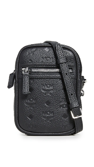 Mcm Max Leather Small Crossbody Bag In Black